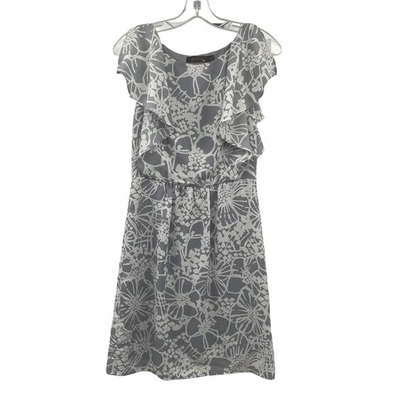 The Limited Womens A-Line Dress Flutter Sleeve Gray/White Floral Size 2 - Picture 1 of 9